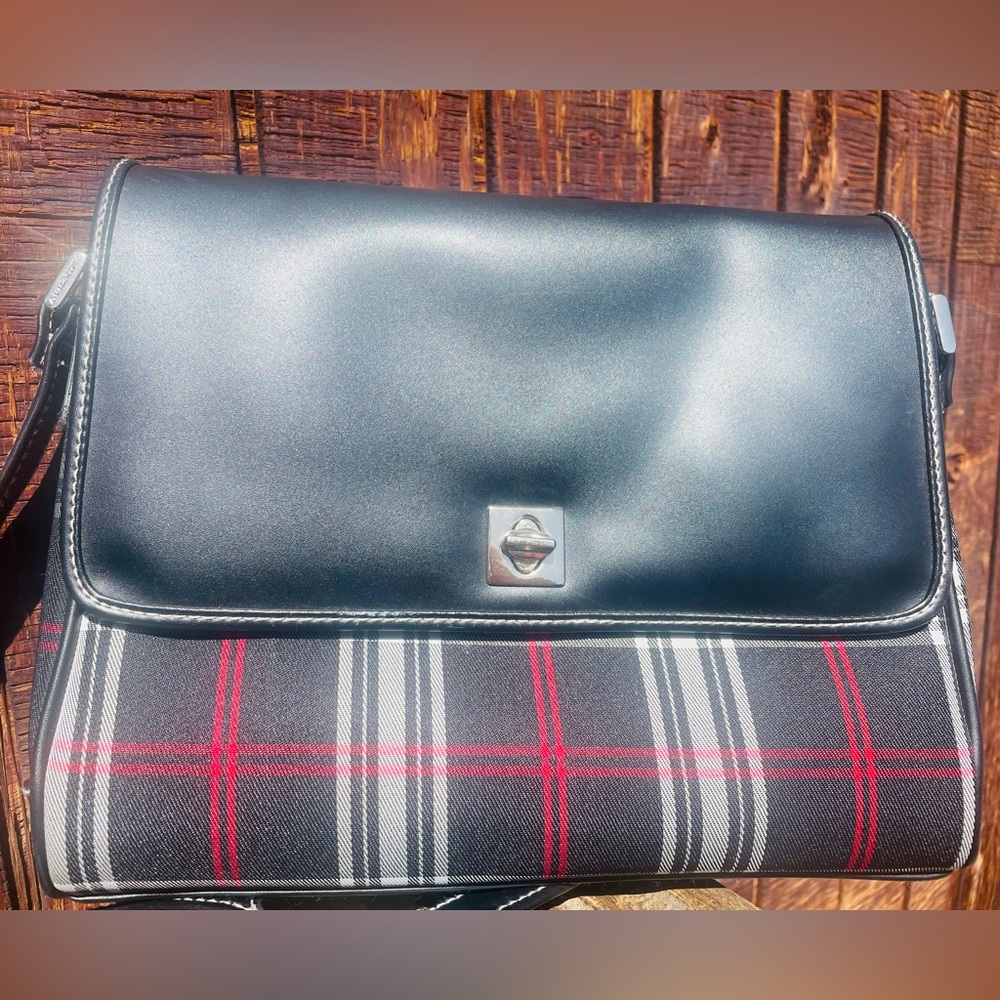 Liz Claiborne Black, Red and White Plaid Purse - Picture 2 of 16